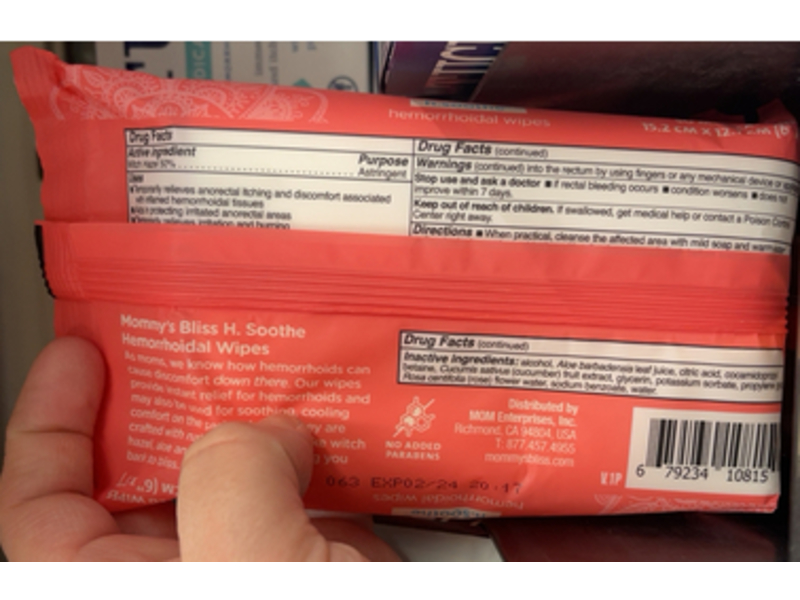 Mommy's Bliss Hemorrhoidal Wipes, H.Soothe, 50 Count