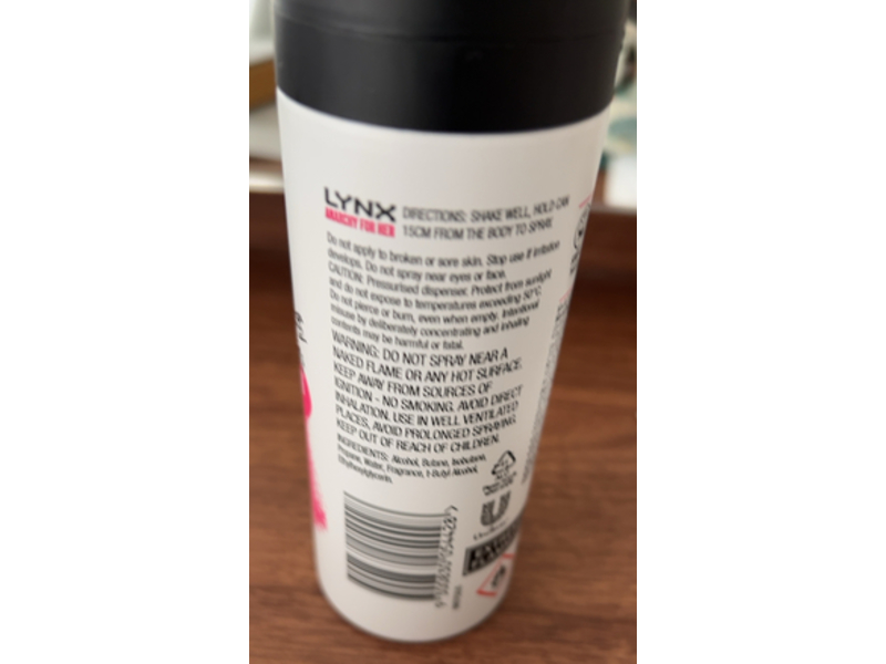 Lynx Body Spray Anarchy Deodorant, 165 mL