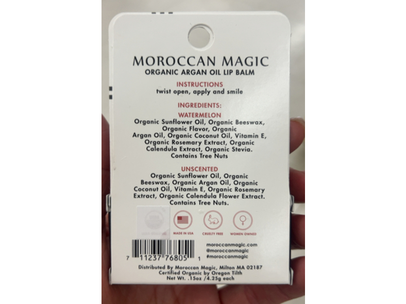 Moroccan Magic Organic Argan Oil Lip Balm, Watermelon, 1.5 oz/4.25 g, Pack Of 2