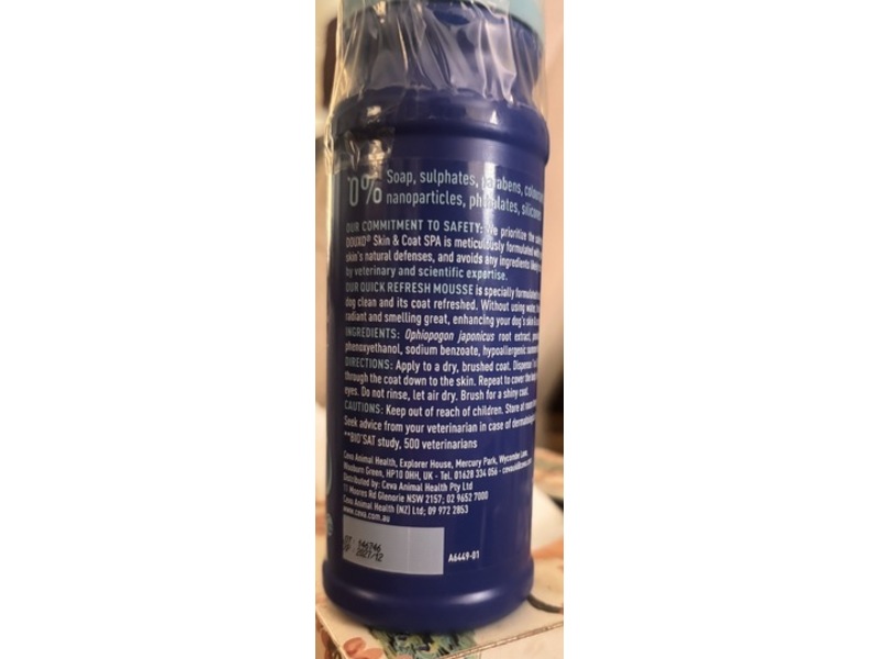 Douxo Skin & Coat Quick Refresh Ultra-Safe Leave-On Mousse, 150 mL