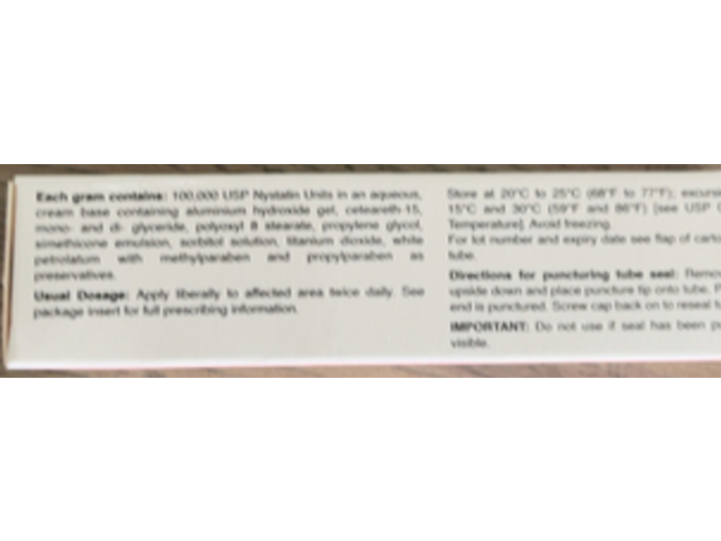 Nystatin Cream, 100000 u/gram, 15g, Torrent