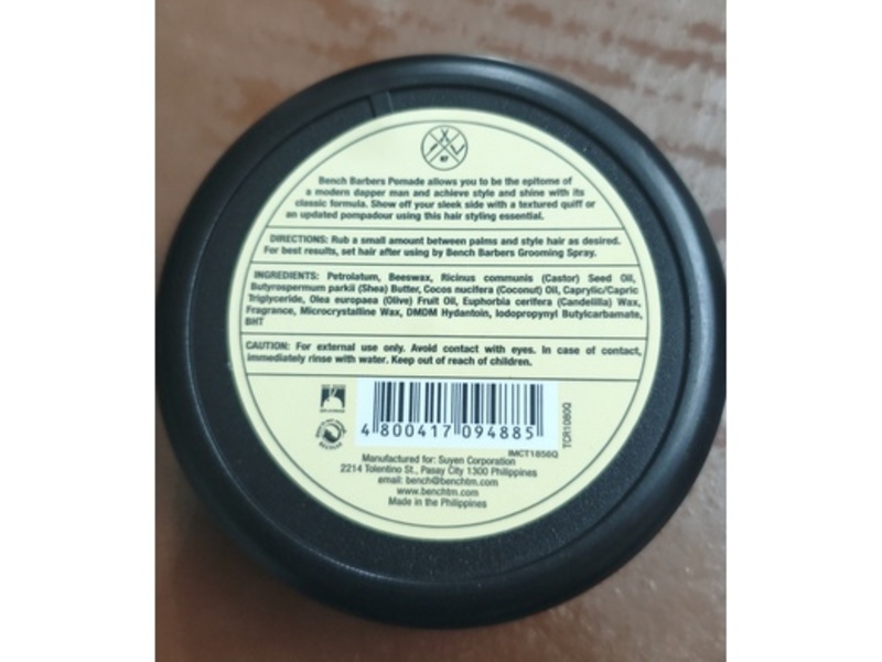 Bench Barbers Fix Professional Pomade, Black, 2.82 oz/80 g