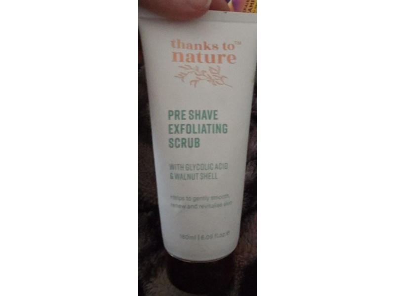 Thanks To Nature Pre Shave Exfoliating Scrub, Glycolic Acid & Walnut Shell, 6.09 fl oz/180 mL
