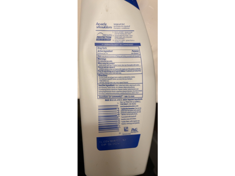 Head & Shoulders 2-in-1 Shampoo + Conditioner, Lemon Oil, 13.5 fl oz/400 mL