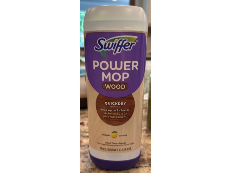 Swiffer PowerMop Wood Floor Cleaner Solution, Lemon, 25.3 fl oz/750 mL, Pack Of 2