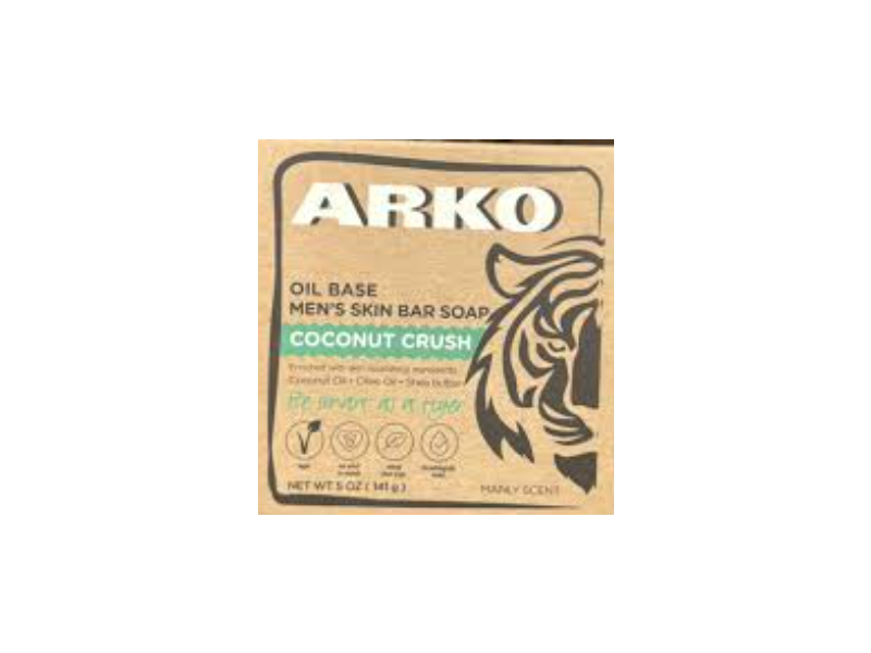 Arko Oil Base Men's Skin Bar Soap, Coconut Crush, 5 oz/141 g