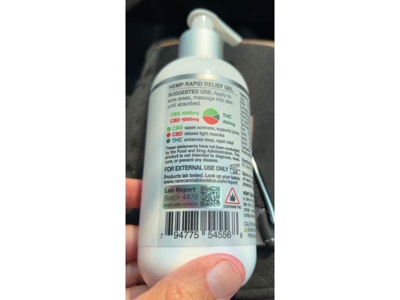 Rare Cannabinoid Company CBG + CBD + THC Rapid Relief Gel, Cooling Topical, 8.5 fl oz/250 mL