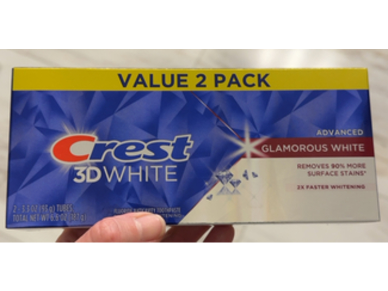 Crest 3D White Advanced Toothpaste, Glamorous White, 3.3 oz/93 g, Pack Of 2
