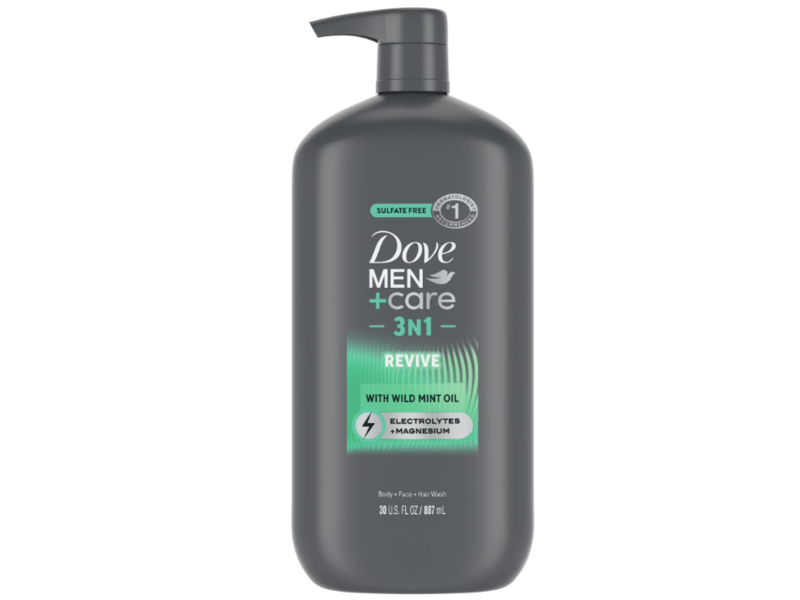 Dove Men + Care 3N1 Body + Face + Hair Wash, Wild Mint Oil, 30 fl oz/887 mL, Pack Of 3