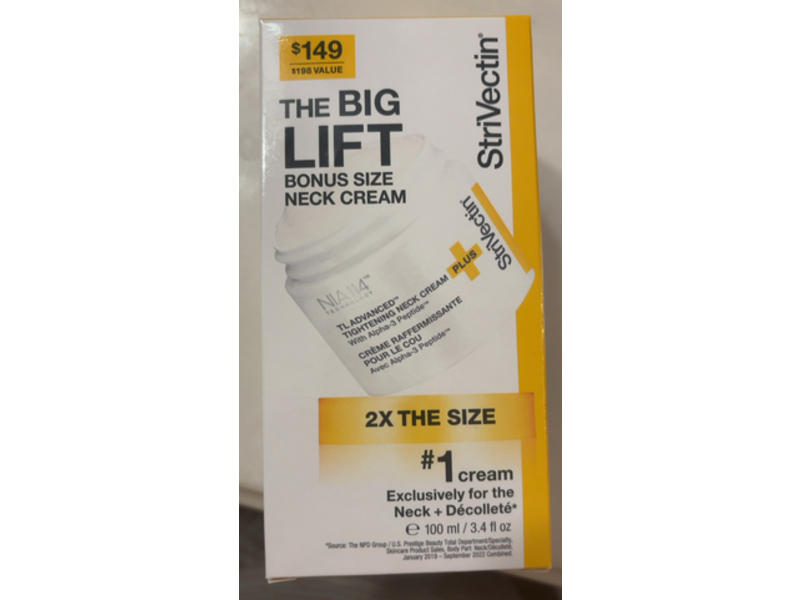 StriVectin TL Advanced Tightening Neck Cream Plus, Alpha-3 Peptides, 3.4 fl oz/100 mL