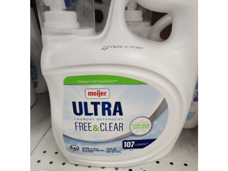 Meijer Ultra Laundary Detergent, Free & Clear, 107 Loads, 154 fl oz/4.55 L