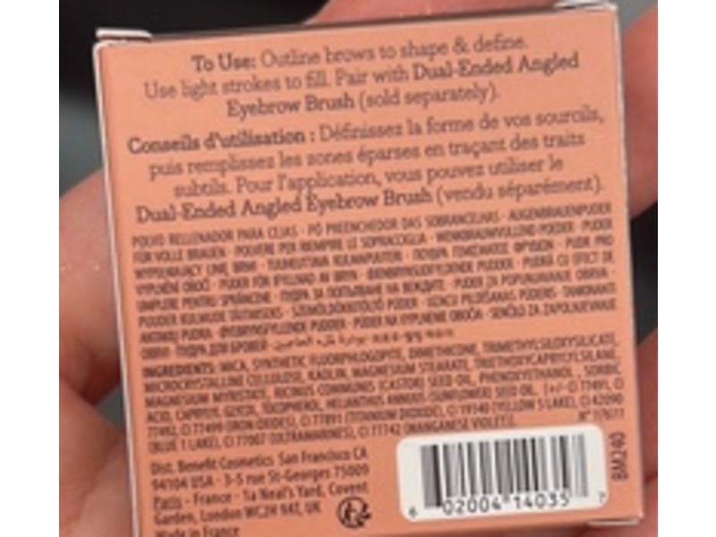 Benefit Goof Proof Brow Powder, 4 Warm Deep Brown, 0.06 fl oz/1.9 g