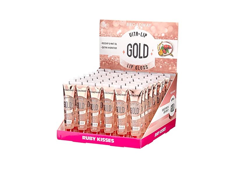 Broadway Vita-Lip Clear Lip Gloss Box Display Set (Rosegold)