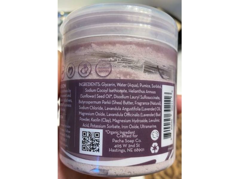 Pacha Soap Co Whipped Soap+Scrub, French Lavender, 8 oz/227 g