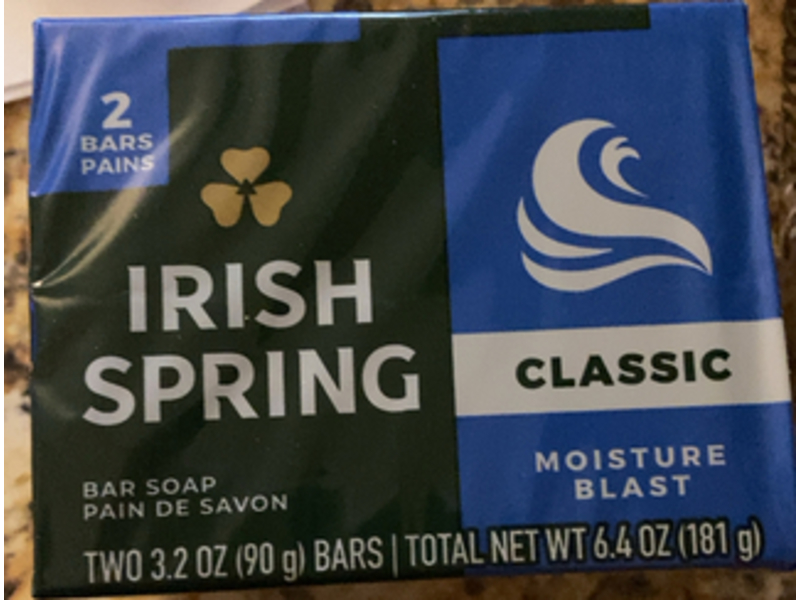 Irish Spring Moisture Blast Bar Soap, Classic, 3.2 oz/90 g, 2 Count