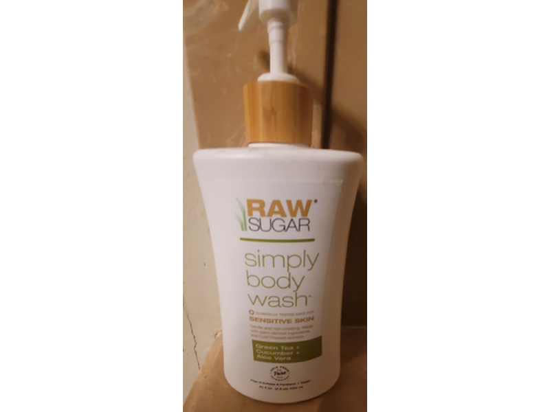 Raw Sugar Simply Body Wash, Green Tea + Cucumber + Aloe Vera, Sensitive Skin, 40 fl oz/1183 mL