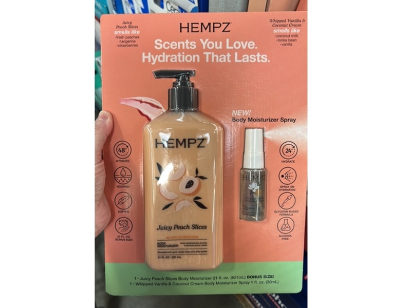 Hempz Body Moisturizer Set, Juicy Peach Slices, Whipped Vanilla & Coconut Cream