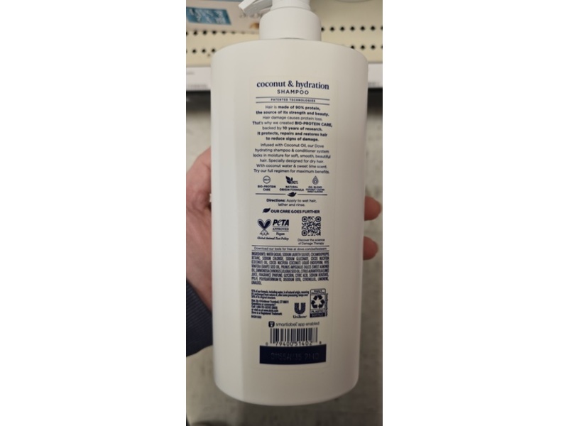 Dove Damage Therapy Shampoo, Coconut, 28 fl oz/828 mL