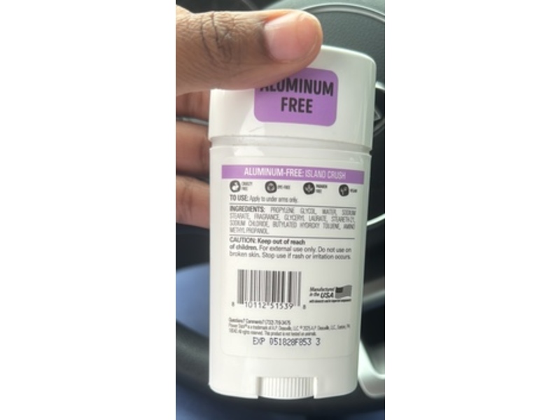 Power Stick Aluminum-free Deodorant, Island Crush, 2.25 fl oz/64 g