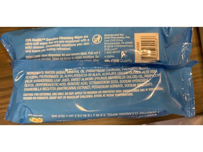 CVS Health Sensitive Cleansing Wipes, 64 Count