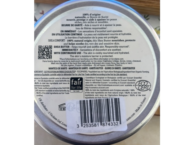 L'Occitane en Provence Karite Confort Multi-Purpose Shea Butter, 4.6 oz/150 mL