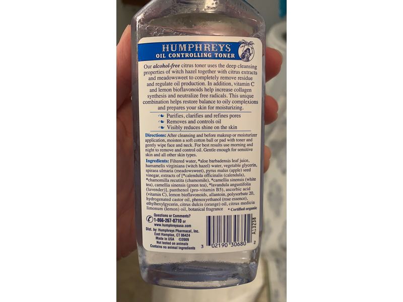 Humphrey's Facial Toner, Citrus, Witch Hazel, 8 fl oz/237 mL