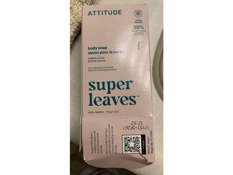 Atitude Super Leaves Body Bar Soap, Sandalwood, 4 oz/113 g
