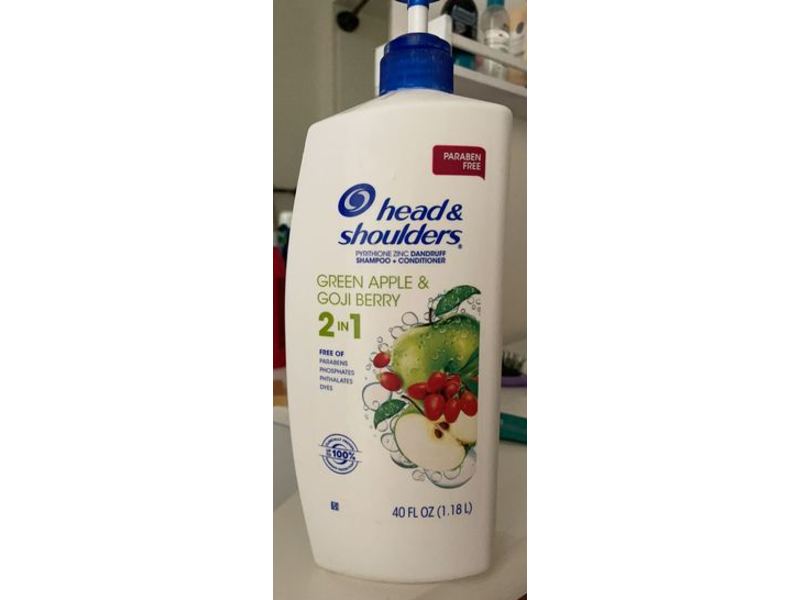 Head & Shoulders 2 In 1 Dandruff Shampoo + Conditioner, Green Apple & Goji Berry, 40 fl oz/1.18 L, Pack Of 2