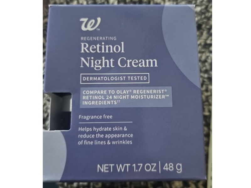 Walgreens Regenerating Retinol Night Cream, Fragrance Free, 1.7 oz/48 g