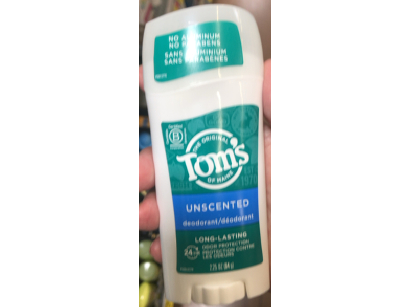 Tom's of Maine Long Lasting Deodorant, Unscented, 2.25 oz