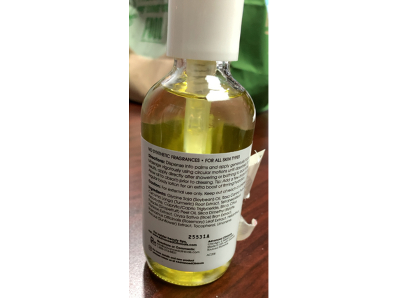 Advanced Clinicals Brightening Body Oil, Vitamin C, 3.8 fl oz/112 mL