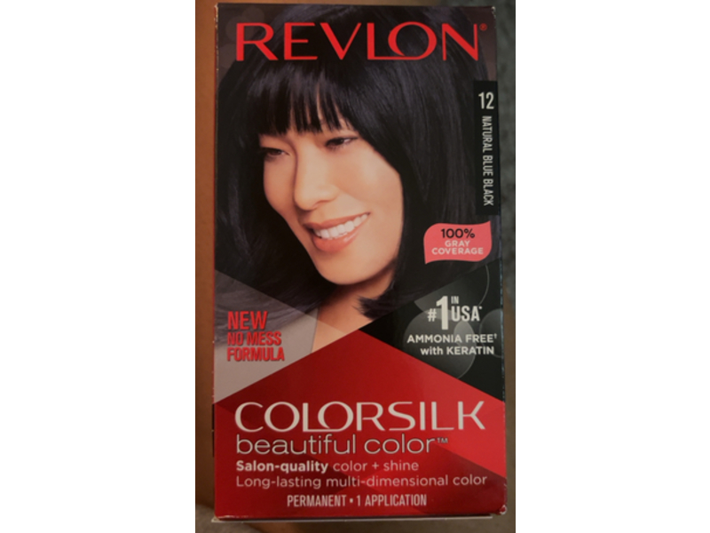 Revlon Colorsilk Beautiful Color Permanent Mukti-Dimensional Color, 12 Natural Blue Black, 4.4 fl oz, 1 Application