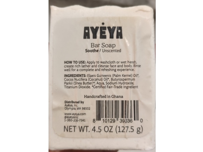 Ayeya Bar Soap, Unscented, 4.5 fl oz/127.5 g, Pack Of 10