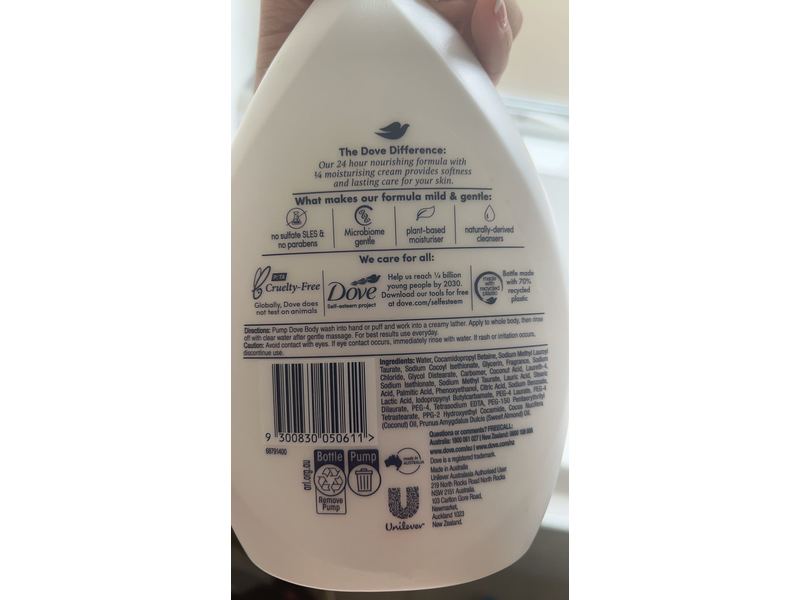 Dove Restoring Moisturising Body Wash, Coconut & Almond Oils, 1 L