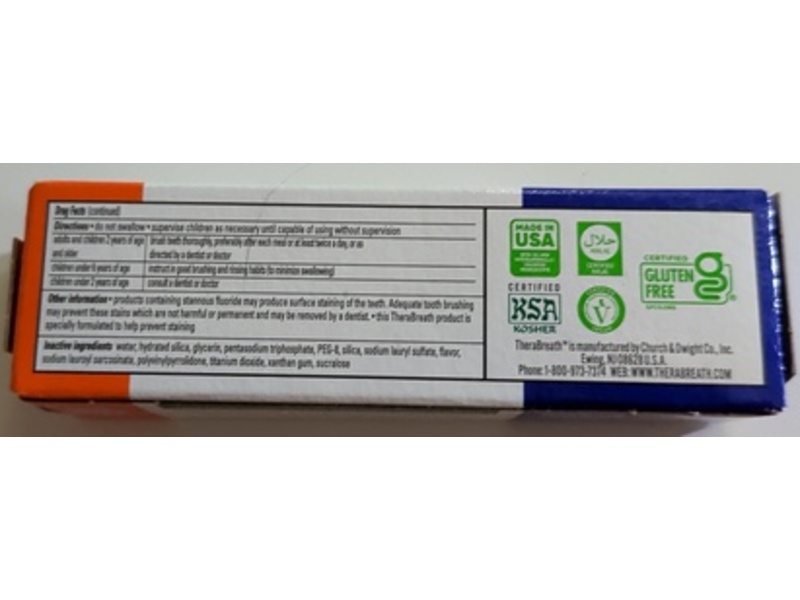 Therabreath Healthy Gums Toothpaste, Clean Mint, 0.7 oz/19 g