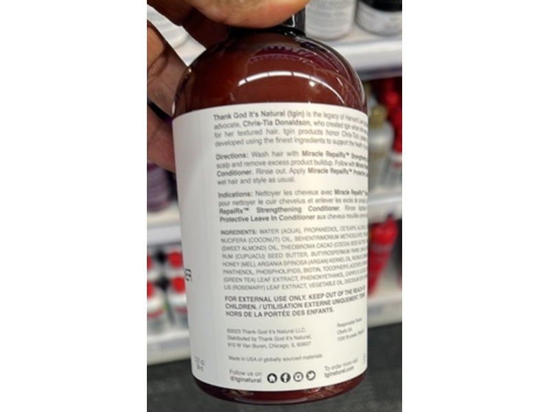 Thank God It's Natural Miracle Repairx Strengthening Conditioner, Black Castor Oil + Biotin, 13 fl oz/384 mL