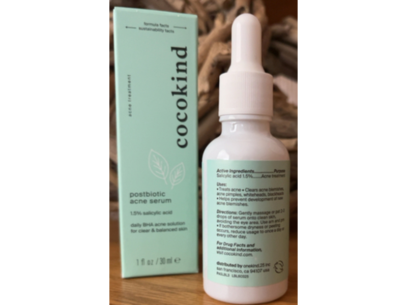 Cocokind Postbiotic Acne Serum, 1.5 % Salicylic Acid, 1 fl oz/30 mL