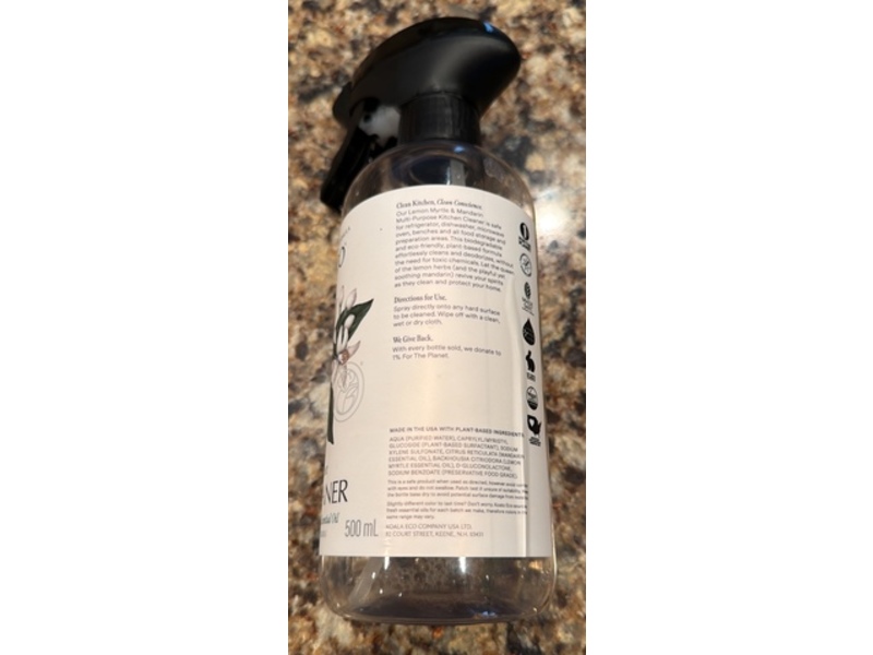 Koala Eco Natural Multi-Purpose Kitchen Cleaner, Australian Lemon Myrtle & Mandarin Essential Oil, 16.9 fl oz/500 mL