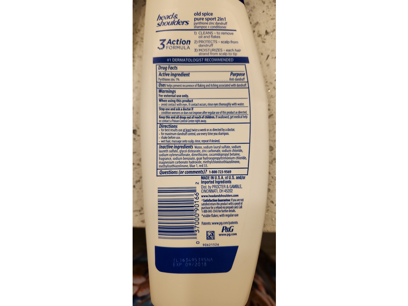 Head & Shoulders Old Spice 2 In 1 Anti-Dandruff Shampoo + Conditioner, Pure Sport, 8.45 fl oz/250 mL