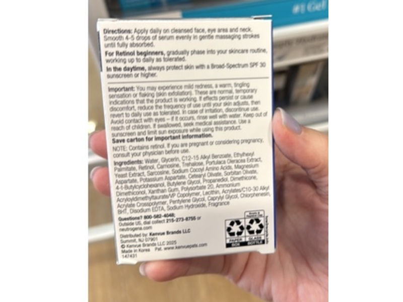 Neutrogena Rapid Wrinkle Repair Retinol Renewal Serum, 1 fl oz/29 mL