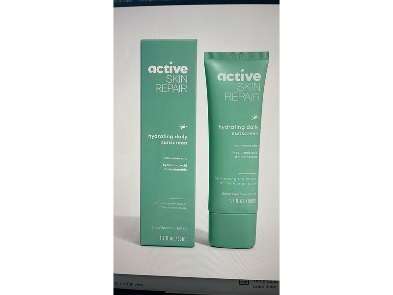 Active Skin Repair Hydrating Daily Sunscreen, Hyaluronic Acid & Niacinamide, SPF 50, 1.7 fl oz/50 mL