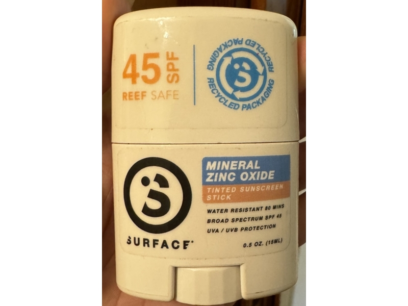 Surface Mineral Zinc Oxide Tinted Sunscreen Stick, SPF 45, 0.5 oz/15 mL