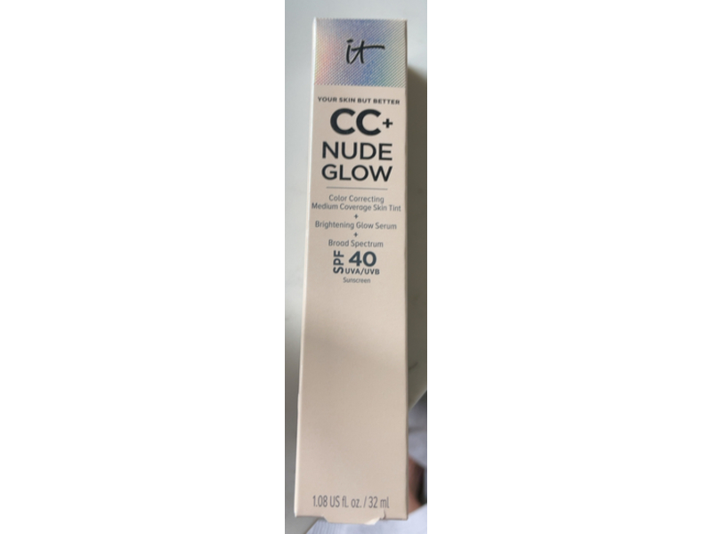 IT Cosmetics CC+ Nude Glow Sunscreen, Fair Ivory, SPF 40, 1.08 fl oz/32 mL