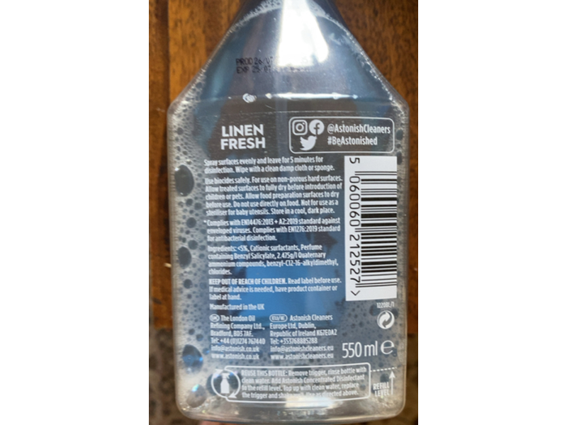 Astonish Ready To Use Disinfectant, Linen Fresh, 550 mL