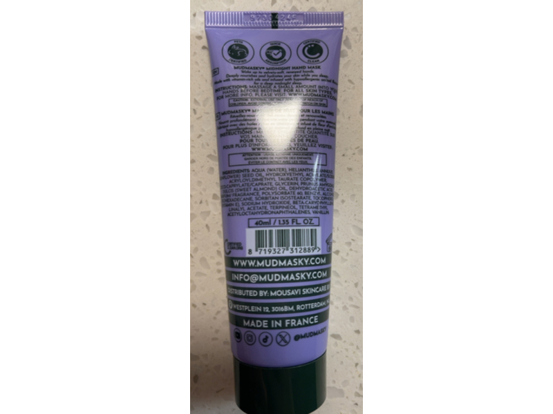 Mudmasky Midnight Hand Mask, 1.35 fl oz/40 mL