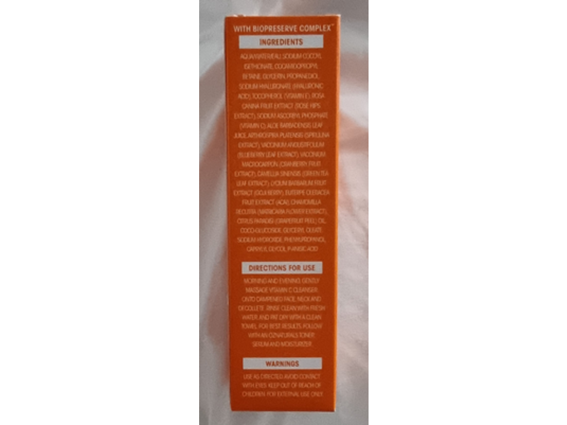 OZ Naturals Facial Cleanser, Vitamin C, 4 fl oz/118 mL