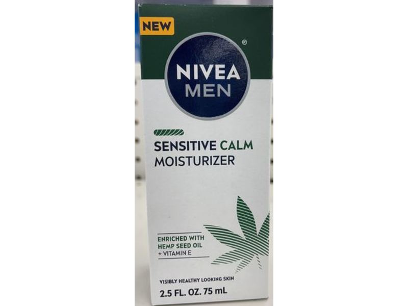 Nivea Men Sensitive Calm Moisturizer, Hemp Seed Oil + Vitamin E, 2.5 fl oz/75 mL, Pack Of 3