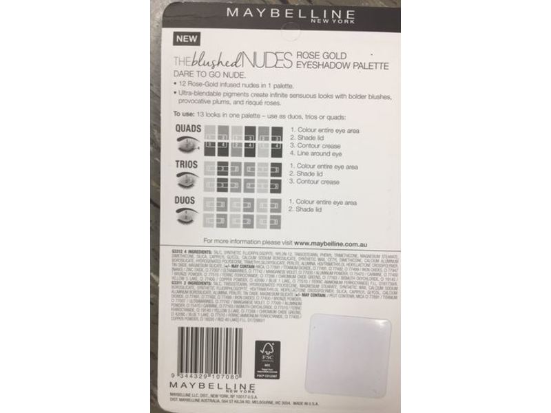 Maybelline New York The Blushed Nudes Eyeshadow Palette, 0.34 oz/9.6 g