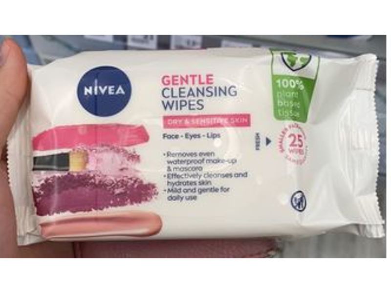 Nivea Gentle Facial Cleansing Wipes, Dry & Sensitive Skin, 25 Count