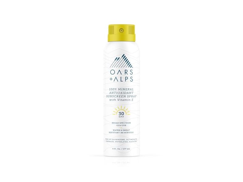 Oars + Alps 100% Mineral Antioxidant Sunscreen Spray, SPF 30, 6 fl oz/177 mL